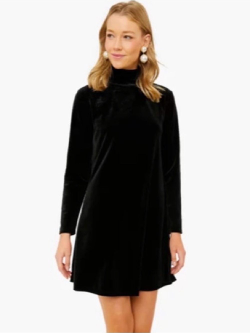 POMANDER PLACE Black Velvet Mock Neck Mottershead Mini Dress Size Medium